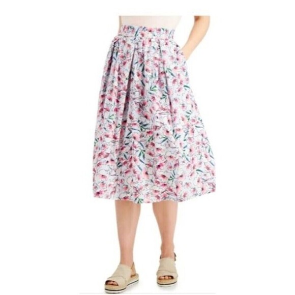 TOMMY HILFIGER Women's Floral Elastic Waist Midi Wear To Work A-Line XL Skirt - Picture 4 of 12